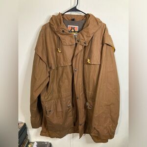 Kakadu Traders Australia Jacket Men's Long Brown Oilskin Riding Coat Size L